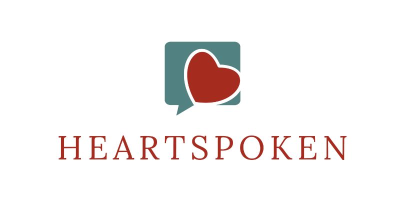 Heartspoken logo and name in red and green