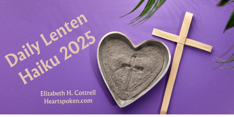 Palm cross and heart filled with sand and cross drawn in it - title