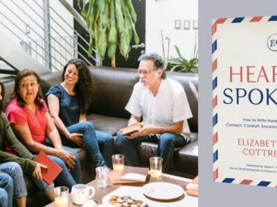 Book club gathering and Heartspoken book cover