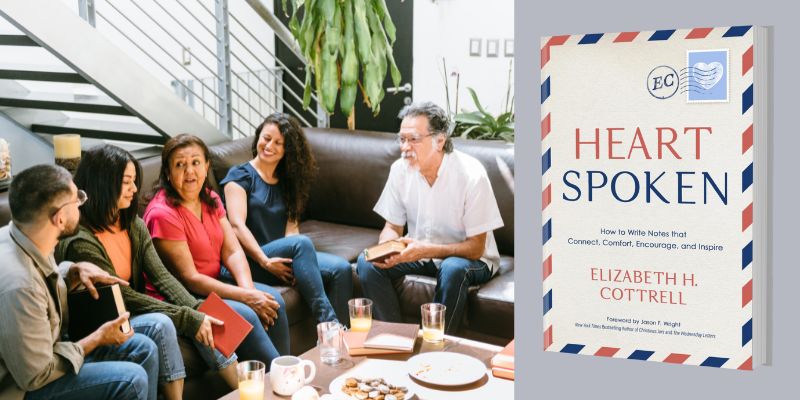 Book club gathering and Heartspoken book cover