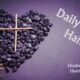 Title Daily Lenten Haiku showing cross on a heart-shaped bed of stones